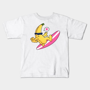 Crazy surfing banana to valentine day! Kids T-Shirt